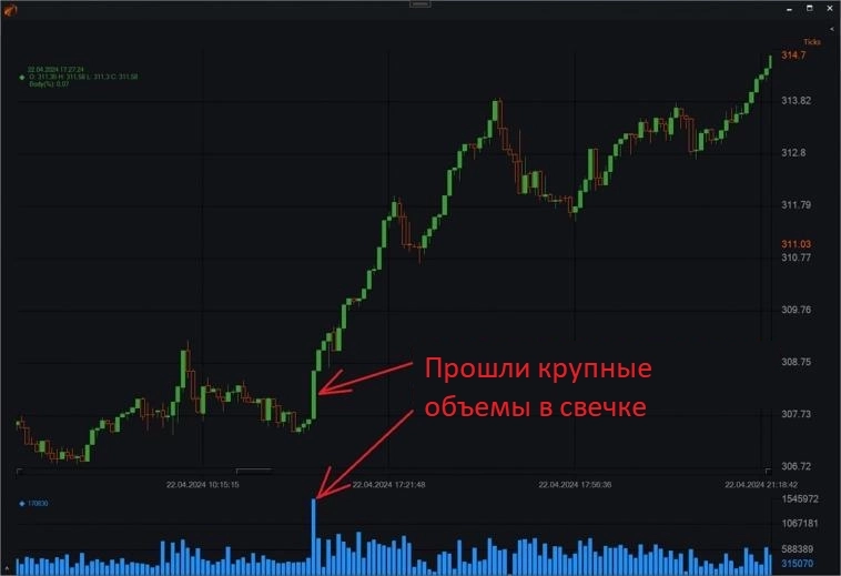 Свечи типа Ticks в OsEngine. Киты и домохозяйки на чарте. Свечи #7