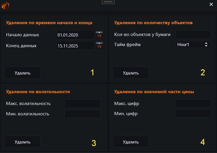 OsData – обрезаем лишние ценовые ряды по фильтрам.
