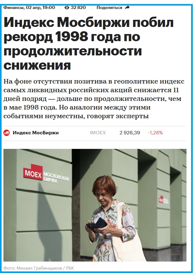 Про затянувшееся падение котировок