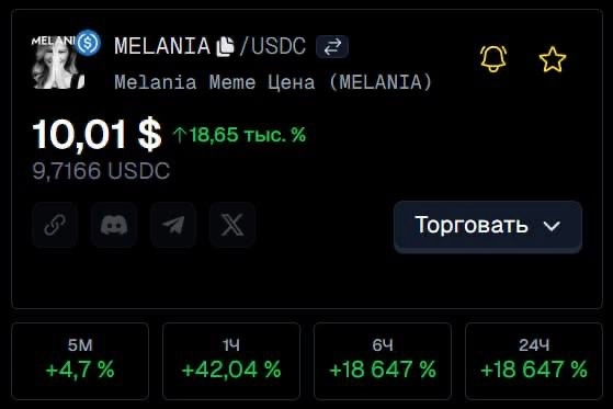 Все сливают мемкоин Трампа и скупают Мелания. Я тоже решил поучаствовать! Будем богатеть стремительно!
