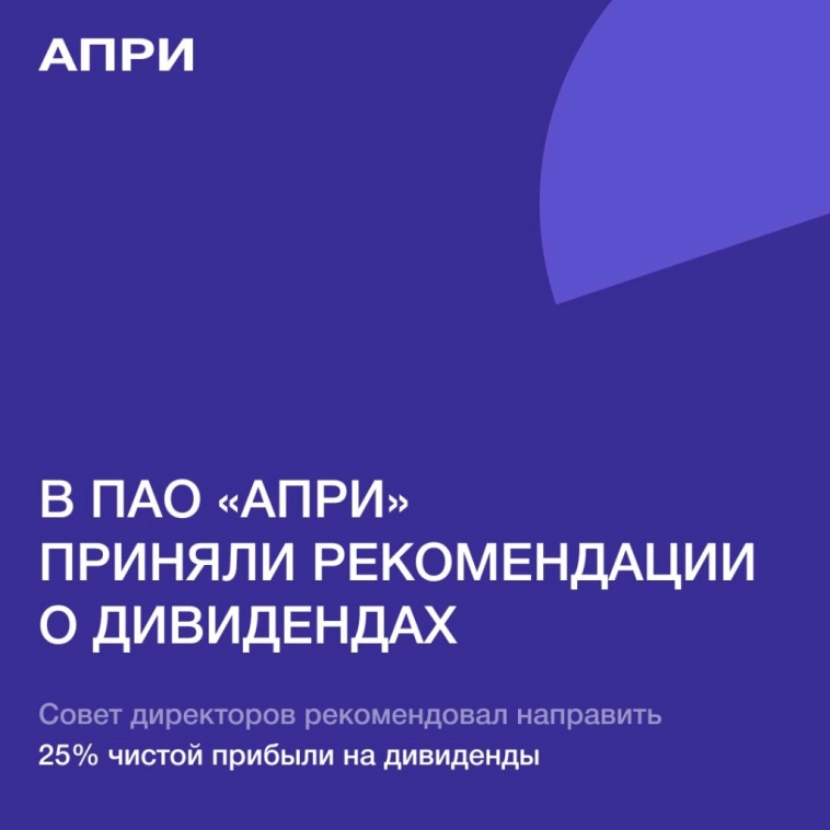 Совет директоров ПАО «АПРИ» рекомендовал выплатить дивиденды за 2024 год