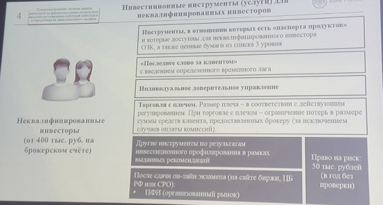Ограничения для неквалифицированных инвесторов с суммой менее 400 тыс рублей (законопроект Банка России)
