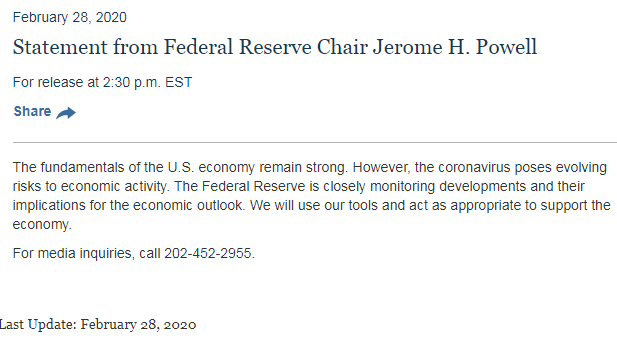 Срочное заявление главы ФРС Джерома Пауэлла