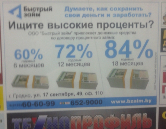 84% годовых в Беларуси?
