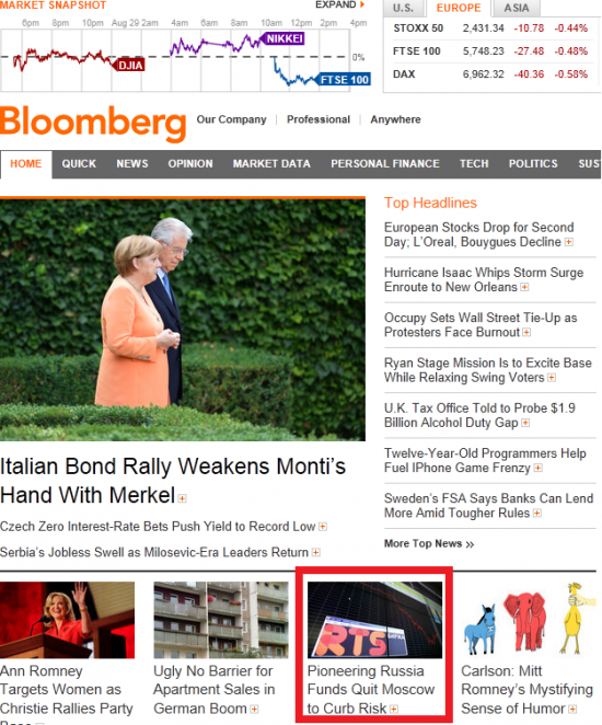 Между тем, на главной станице сайта Bloomberg.com