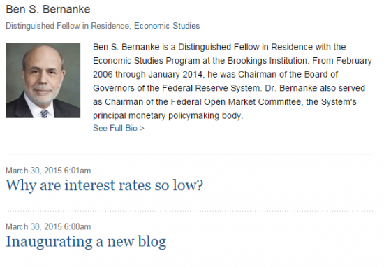 Бен Бернанке теперь блоггер