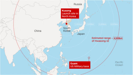 Северная Корея планирует бомбануть по американскому острову Гуам.