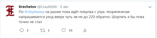 Итак вчера я даже чуток снял со сбера от лонга, скидывал об этом в твиттере, о вероятности выноса вверх в сбере и нефти