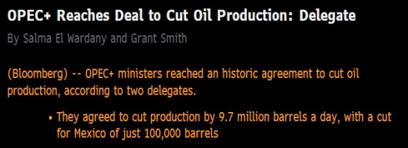OPEC+ пошел на компромисс с Мексикой. Сокращение будет плавающим, около 9.7 млн баррелей в сутки