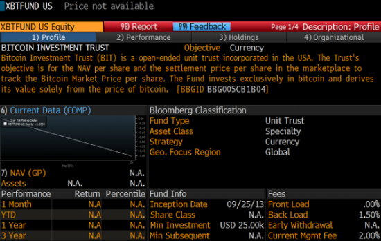 Блумберг добавил в терминал "Bitcoin инвестиционный фонд" SecondMarket