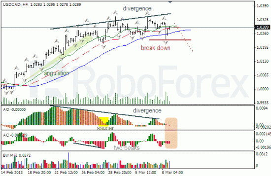 RoboForex: анализ индикаторов Б.Вильямса для NZD/USD и USD/CAD на 11.03.2013