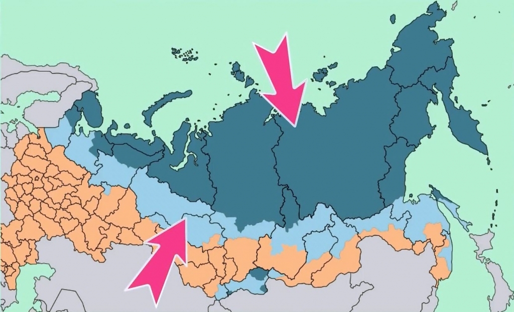 Карта россии северной ее