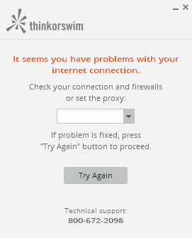 Нет соединения с Thinkorswim
