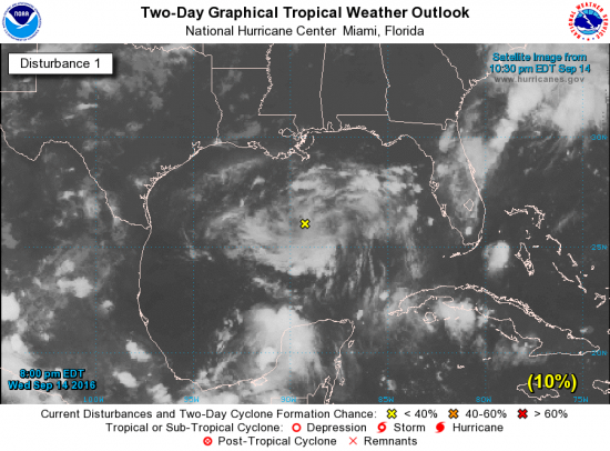 В центре мексиканского залива формируется тропический шторм.