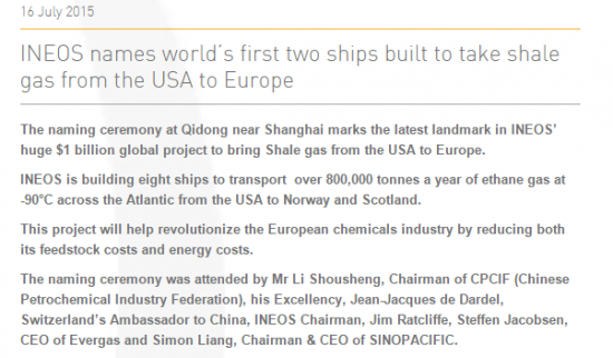 Первые два газовоза LNG от INEOS, построены чтоб начать доставку сланцевого газа из США в Европу