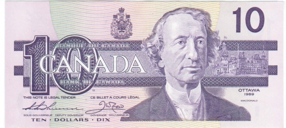 В. Гусев на 10 долларовой банкноте Канады