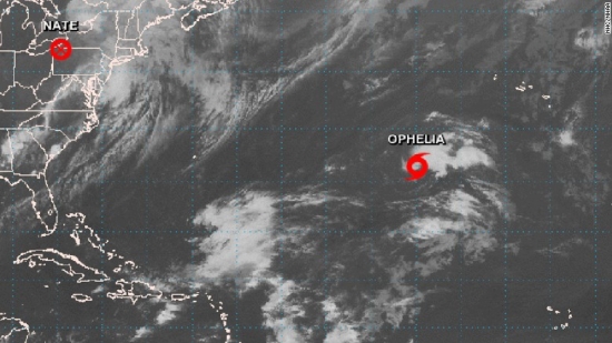 Тропический шторм "Офелия" сформировался над Атлантическим океаном.