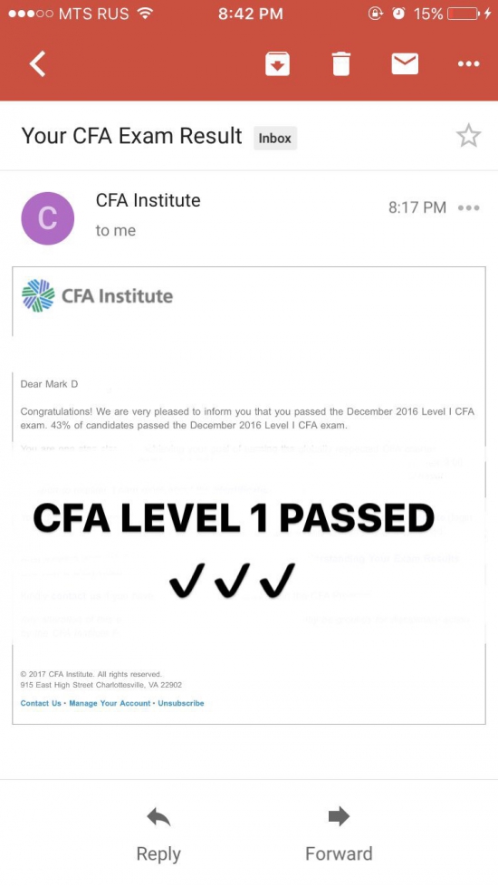 Сдал CFA level 1
