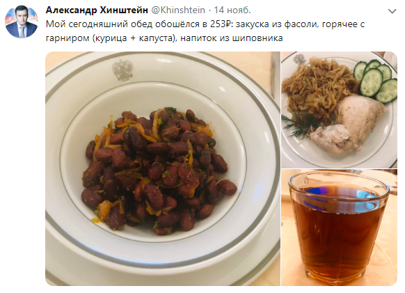 Опубликованы цены на обед в столовой Госдумы России на 14 ноября 2018 года