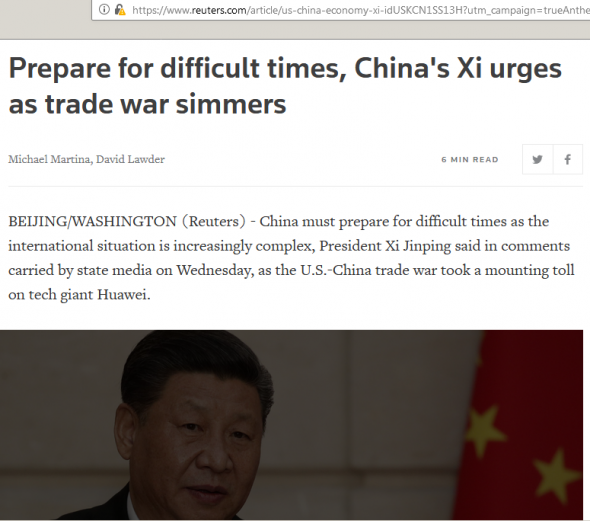 Руководитель Китая призвал своих граждан готовиться к тяжелым временам....