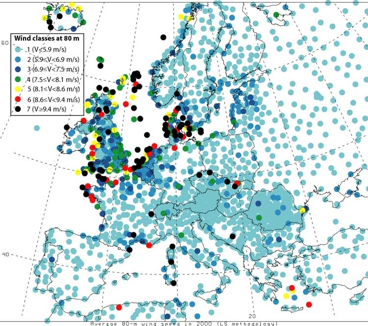 Карта ветряков европы