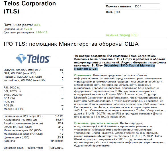 🌀Внимание! Сделка ✓220 - IPO Telos Corporation (TLS) - как сделать много денег на "военке"?!